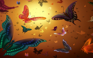 Butterflies sun glow magic realism - illustration free wallpaper