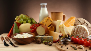 Cheeses meats table milk foods - a knife free wallpaper