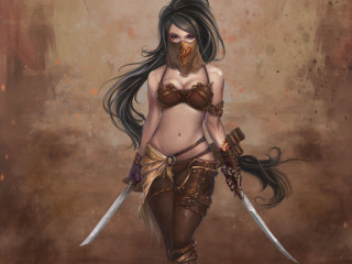 Woman mask sword knife fantasy - free fantasy wallpaper