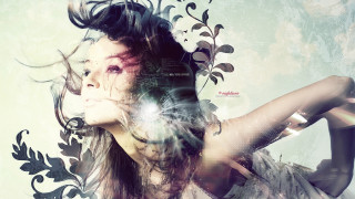 Woman hairflower digitalpainting psychedelic portrait - a digital painting style free wallpaper