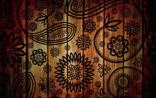 Wooden flower leaf pattern folk - a wooden background free wallpaper