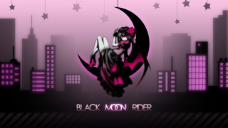 Black moon rider cityscape stars - black background free wallpaper