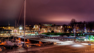 Cityscape night boat dock sailboat - the boat free wallpaper
