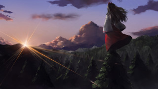 Mountain sky sunshine anime hakurei - a sky background and sun free wallpaper for desktop