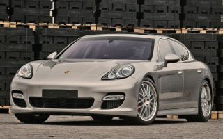 Silver porsche panamera tires pallets - photorealism free wallpaper for desktop