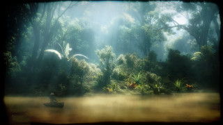 River boat nature light rays - cinematic matte painting free wallpaper