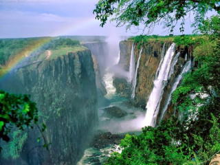 Rainbow waterfall jungle africa nature - arthur quartley free wallpaper