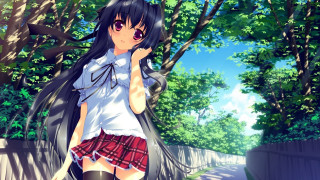 Girl forest path anime gothic - a short skirt free wallpaper for desktop