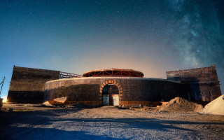 Dome starry sky cityscape astronaut - a few star free wallpaper