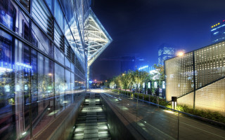 City street night architecture ferris - the side of the street free wallpaper