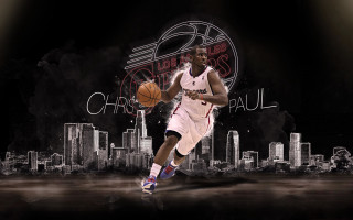 Basketball player running city lights - his hand and a city in the background free wallpaper