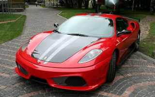 Red sports car brick road 9 - a brick road next free wallpaper