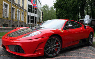 Red sports car brick road 11 - a red ribbon free wallpaper