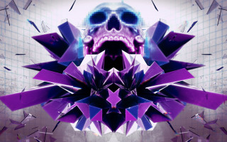 Skull purple starburst holography cyberpunk - chromatic aberration free wallpaper