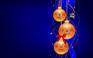Blue christmas balls bow night - a red bow free wallpaper for desktop