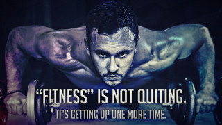 Man pushup barbell fitness quote - his hand and a quote free wallpaper