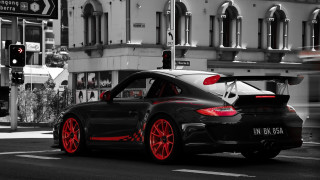 Black white car red rims 2 - red rim free wallpaper for desktop