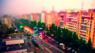 Cityscape street sign tiltshift 8k - 8 k free wallpaper
