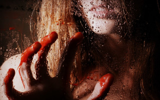 Woman blood hands wet glass - drop of water free wallpaper