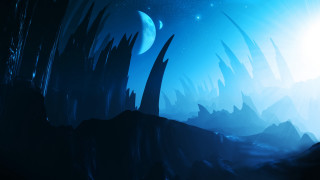 Blue moon starry sky galaxy - a moon free wallpaper