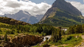 Mountain river bridge nature landscape - a bridge in the middle of it free wallpaper