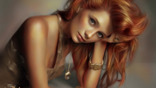 Red hair jewelry portrait photorealism - photorealistic portrait free wallpaper