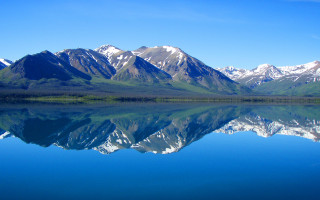 Mountain range reflection still lake - clear free wallpaper for desktop