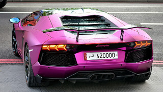 Pink sports car person road - the side of the road free wallpaper for desktop