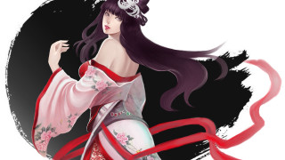 Woman kimono redribbon blackcircle fantasy - a woman in a kimono free wallpaper