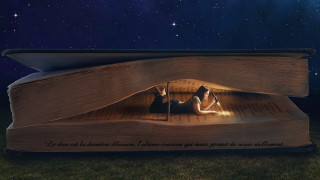 Woman reading book light surreal - top of a book free wallpaper