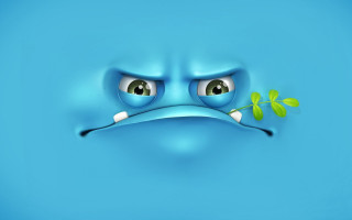 Sad face plant mouth blue - a sad face free wallpaper