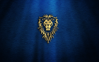 Lion head blue background gold - the left side of the image free wallpaper