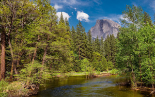 River forest mountain sky clouds 2 - ansel adams free wallpaper for desktop