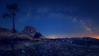 Night sky stars tree rock - the other side free wallpaper for desktop