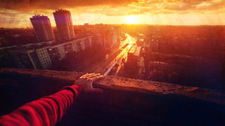 City skyline sunset embers bridge - a person free wallpaper for desktop