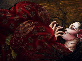 Woman in red dress flower - ben templesmith free wallpaper