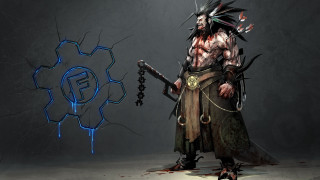 Samurai blooded helmet sword male - a sword and a skull free wallpaper for desktop