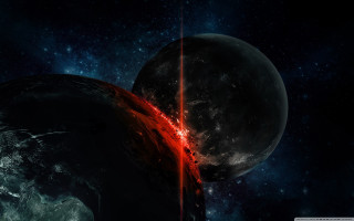 Space red light black object - the earth free wallpaper