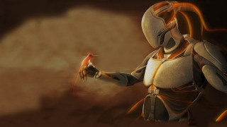 Cyberpunk android jones space suit - a man in a space suit holding free wallpaper