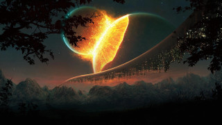 Planet star bright yellow ring - image of a planet free wallpaper