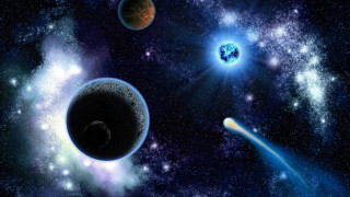 Planets blue starry sky space 2 - a group of planets free wallpaper for desktop