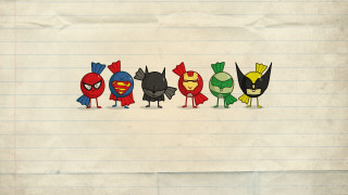 Cartoon characters lined row pop - a drawing of a group free wallpaper