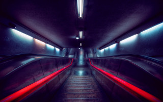Long stairs red light tunnel 2 - the end free wallpaper