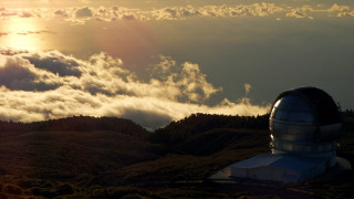 Telescope hill clouds sunset ocean - the background and sun free wallpaper