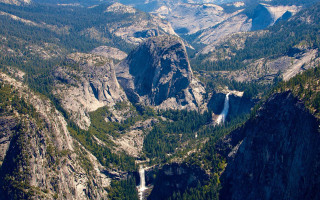 Mountain valley waterfall forest plane - free seasons wallpaper