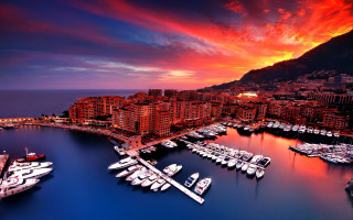 Marina boats sunset city red - a marina free wallpaper