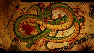 Green dragon red eyes black - a black tail free wallpaper