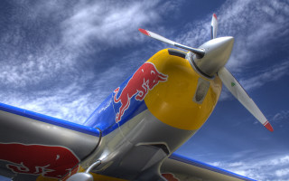 Red bull airplane clouds blue - white cloud free wallpaper