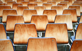 Wooden chairs field sky blue - a blue line free wallpaper