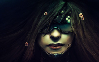 Woman mask flowers cyberpunk jewelry - anna dittmann free wallpaper